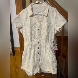 Celebrity Pink Cream Floral Snap Summer Romper, Women’s XL (15-17) NWT  chic